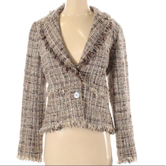 Avenue Montaigne Paris Tweed Wool Mohair Alpaga blazer jacket preppy nwot small - Picture 1 of 12